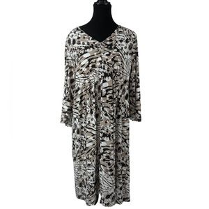 Super Soft Pullover Dress in Taupe, Black and Cream from Soma - XLG